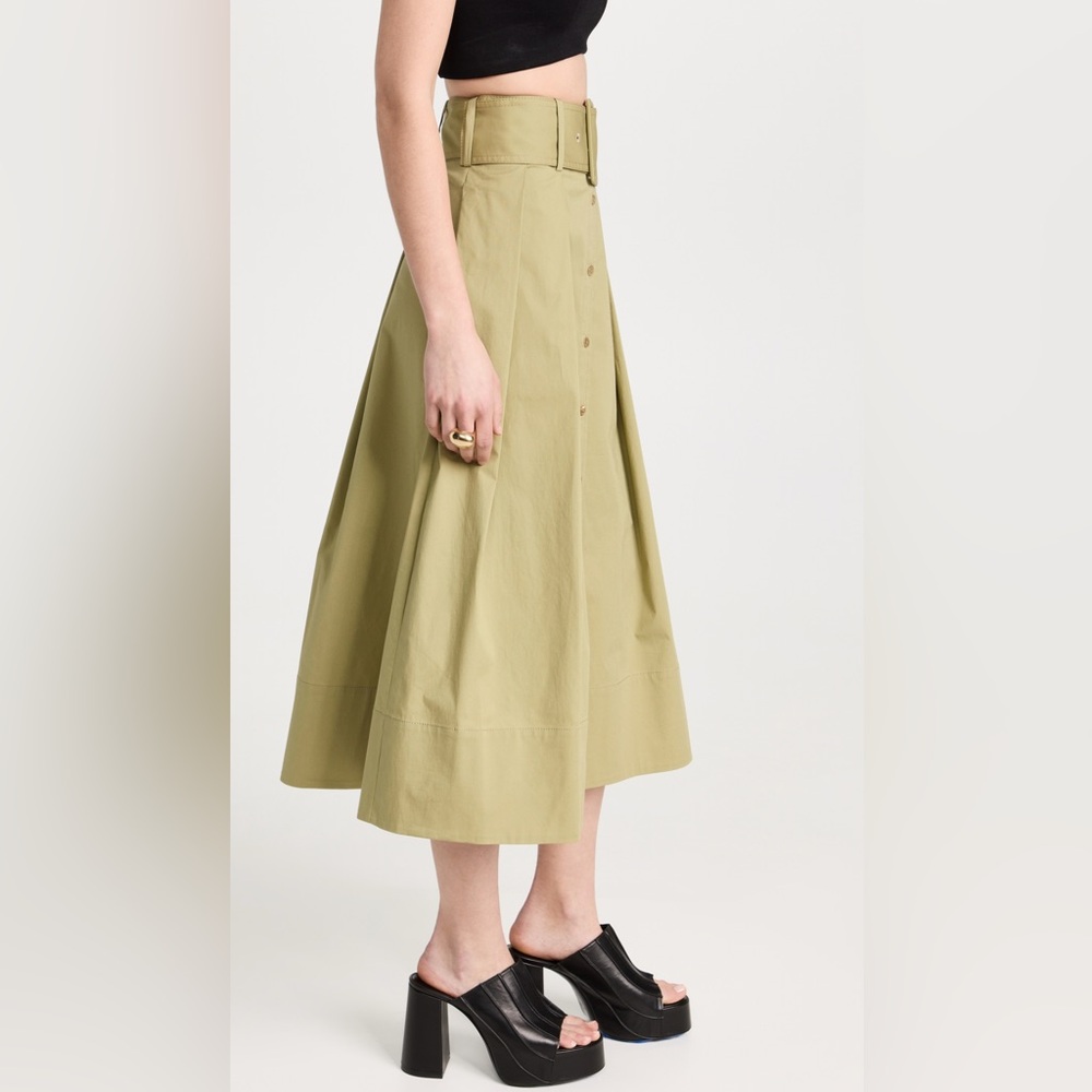 STAUD Olive Green Midi Skirt - Picture 2 of 7
